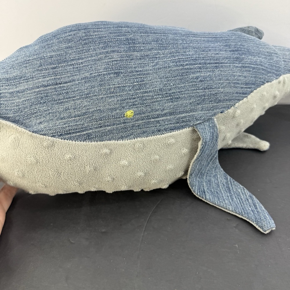 Denim Handmade Whale Plush 24" Stuffed Animal ~ Recycled/Upcycled Blue Jeans - Picture 2 of 7